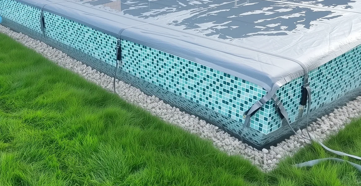 Покрывало для бассейна под снегом — защита зимой в Новороссийске